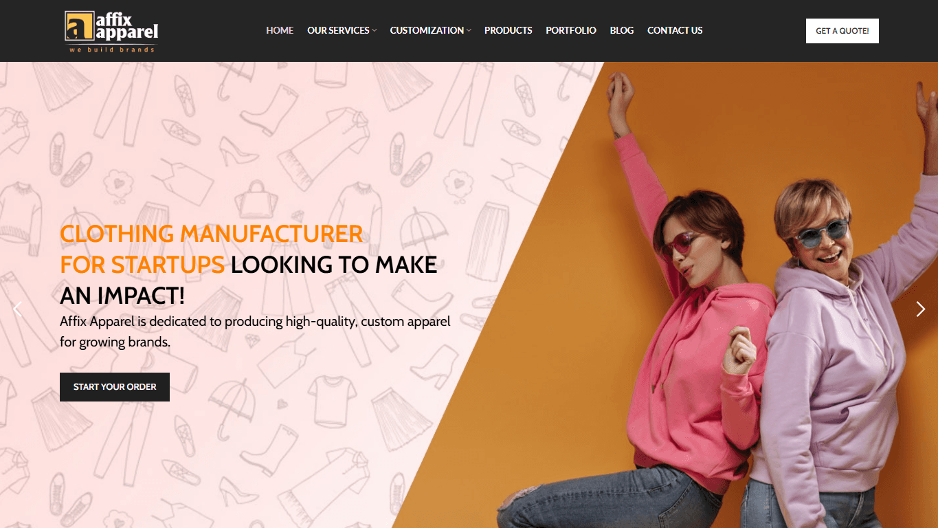 Affix Apparel official homepage screenshot