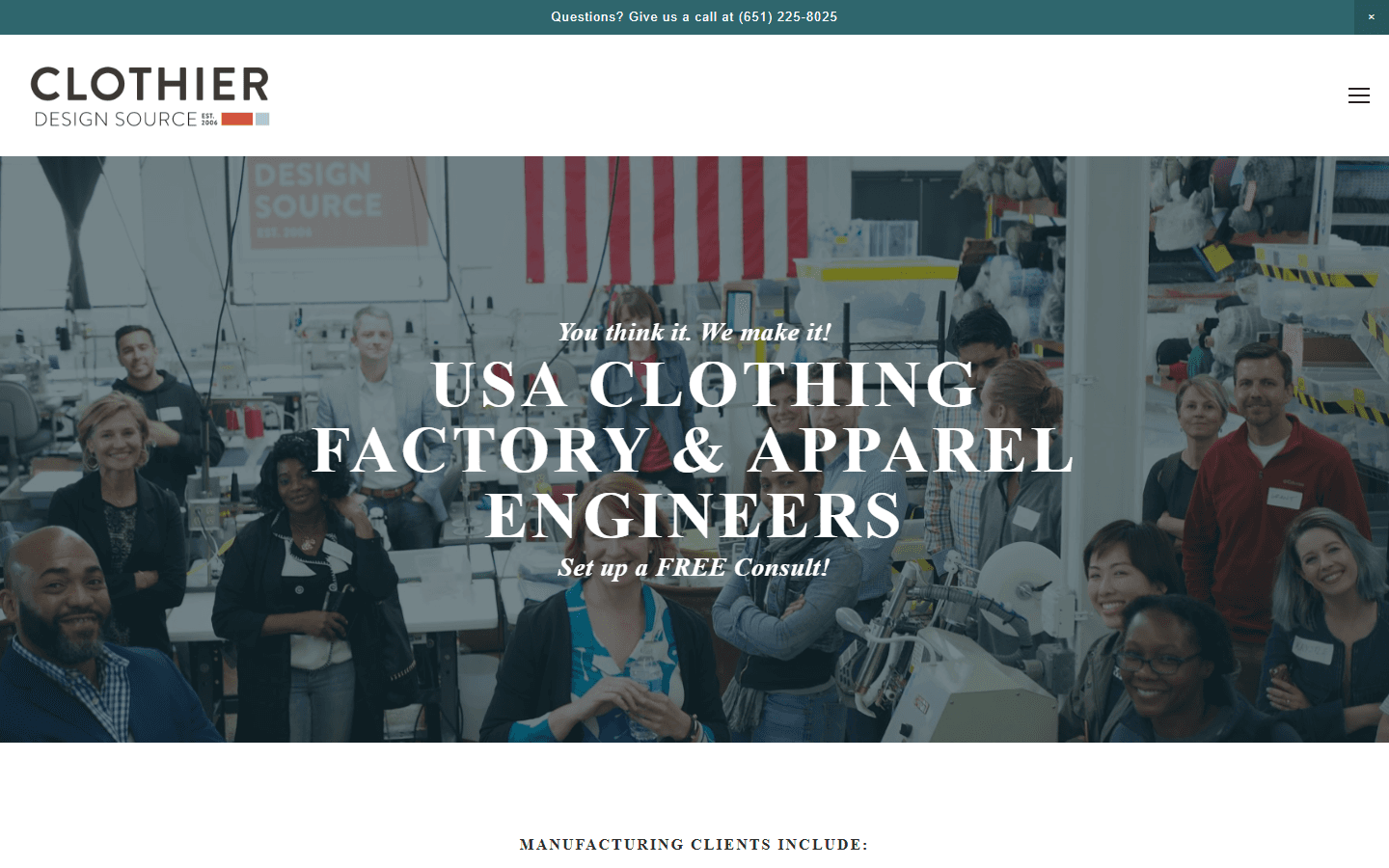 Clothier Design Source official homepage screenshot