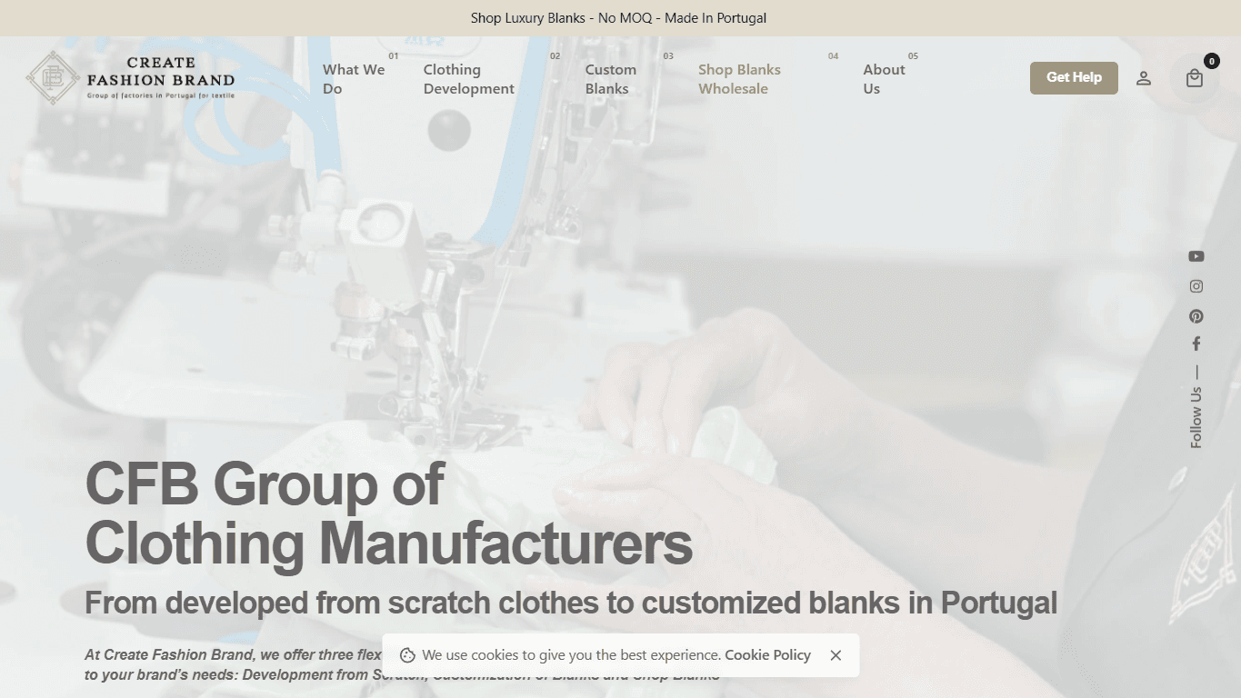 Create Fashion Brand official homepage screenshot