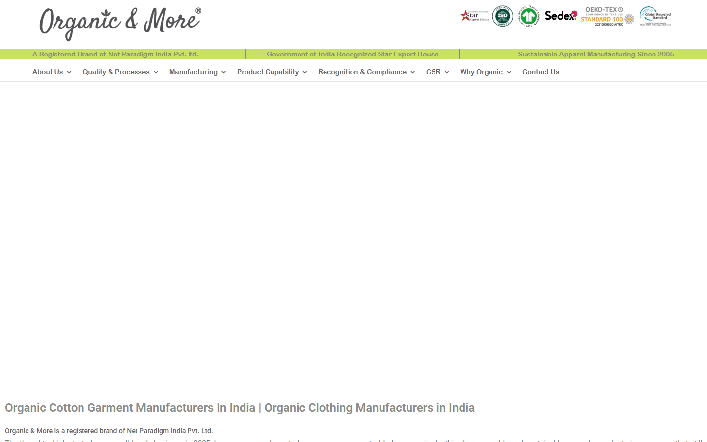 Organic & More official homepage screenshot