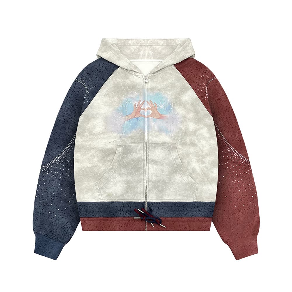 Color block zip hoodie sample 1