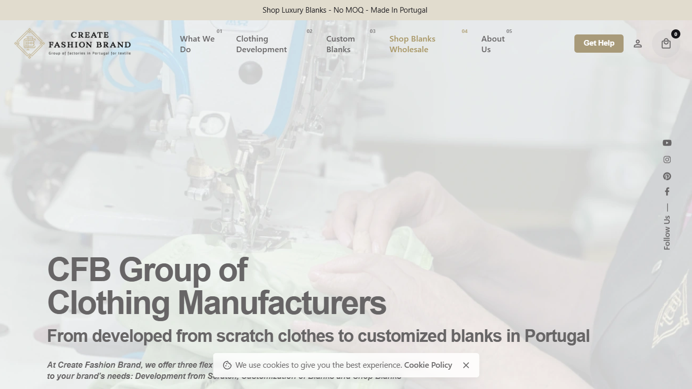 Create Fashion Brand official homepage screenshot